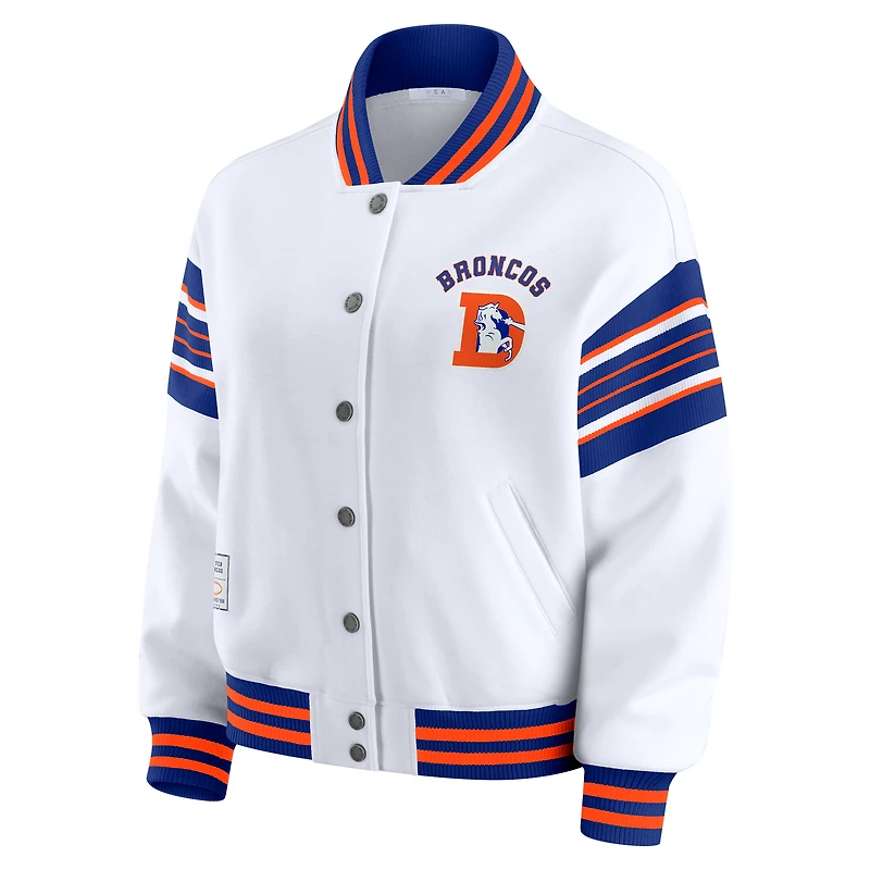 Women's WEAR by Erin Andrews White Denver Broncos Full-Snap Fleece Sweatshirt Jacket