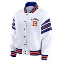 Women's WEAR by Erin Andrews White Denver Broncos Full-Snap Fleece Sweatshirt Jacket