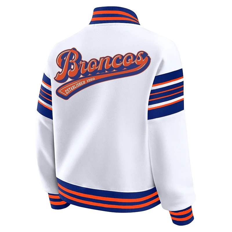 Women's WEAR by Erin Andrews White Denver Broncos Full-Snap Fleece Sweatshirt Jacket