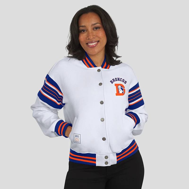 Women's WEAR by Erin Andrews White Denver Broncos Full-Snap Fleece Sweatshirt Jacket