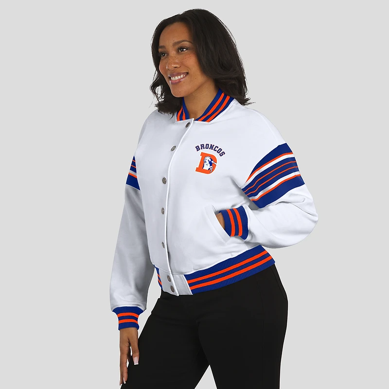 Women's WEAR by Erin Andrews White Denver Broncos Full-Snap Fleece Sweatshirt Jacket