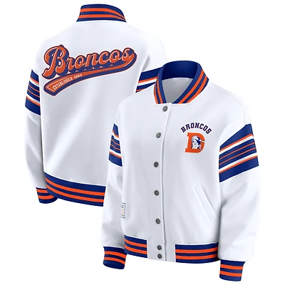 Women's WEAR by Erin Andrews White Denver Broncos Full-Snap Fleece Sweatshirt Jacket