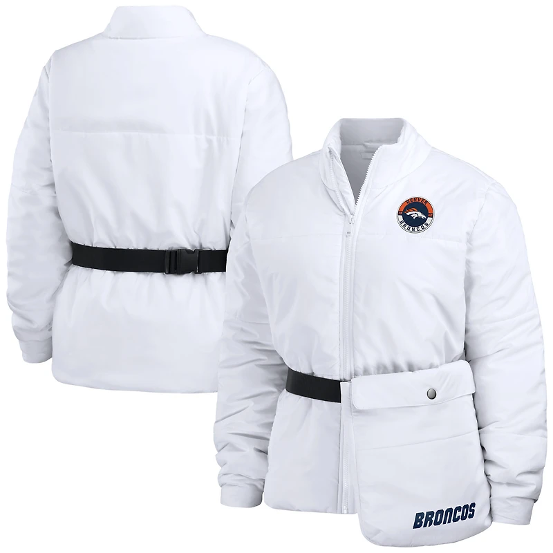 Women's WEAR by Erin Andrews  White Denver Broncos Packaway Full-Zip Puffer Jacket
