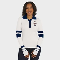 Women's WEAR by Erin Andrews White Denver Broncos Ribbed Henley Polo Sweater