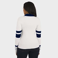 Women's WEAR by Erin Andrews White Denver Broncos Ribbed Henley Polo Sweater