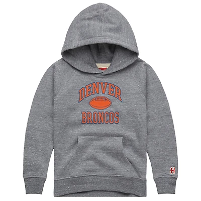 Sweat à capuche gris Denver Broncos Gridiron Tri-Blend pour jeunes
