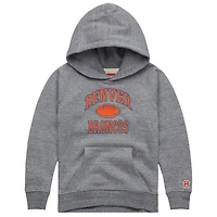 Sweat à capuche gris Denver Broncos Gridiron Tri-Blend pour jeunes