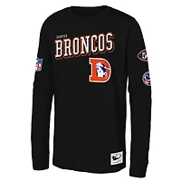 T-shirt à manches longues Mitchell & Ness noir pour jeunes, camp d'entraînement des Broncos de Denver