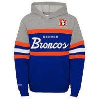 Sweat à capuche rétro Mitchell & Ness Royal Denver Broncos pour jeunes, entraîneur-chef