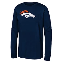T-shirt à manches longues bleu marine Denver Broncos pour jeunes