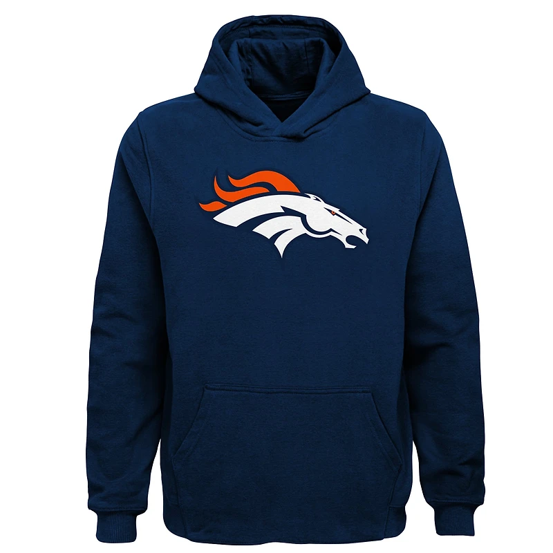 Sweat à capuche bleu marine pour jeunes avec logo des Denver Broncos