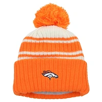 Youth New Era  Cream/Orange Denver Broncos 2022 Sideline Sport Cuffed Pom Knit Hat
