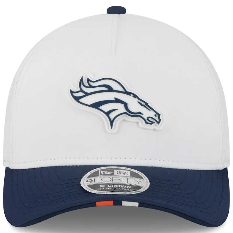 Youth New Era  White/Navy Denver Broncos 2025 NFL Training Camp A-Frame 9FORTY Adjustable Hat