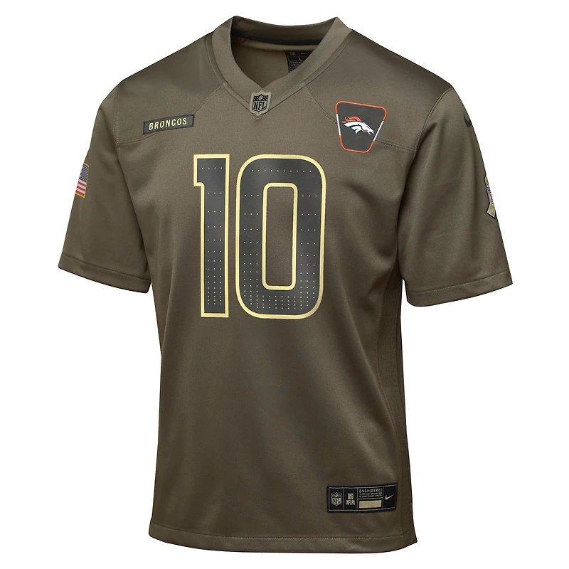 Maillot Nike Bo Nix Olive Denver Broncos 2025 Salute to Service Game pour jeune