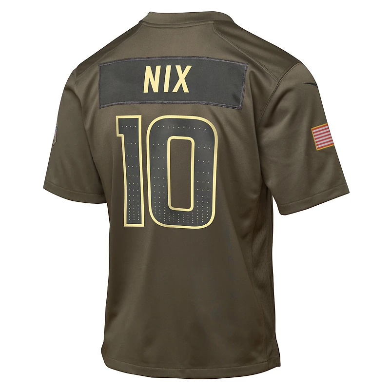 Youth Nike Bo Nix Olive Denver Broncos 2025 Salute to Service Game Jersey