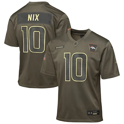 Maillot Nike Bo Nix Olive Denver Broncos 2025 Salute to Service Game pour jeune
