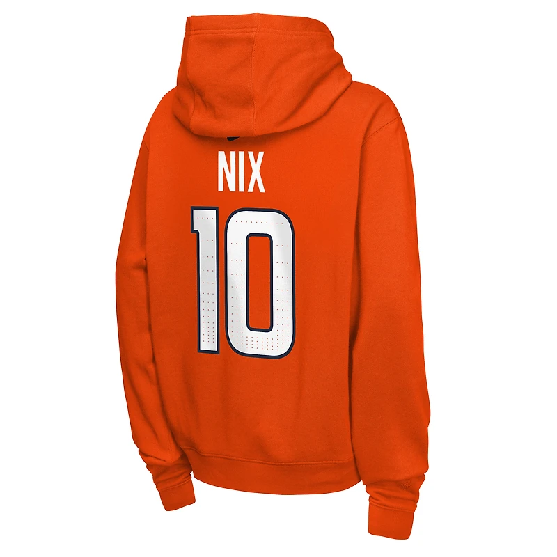 Youth Nike Bo Nix Orange Denver Broncos Name & Number Club Fleece Hoodie