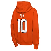 Youth Nike Bo Nix Orange Denver Broncos Name & Number Club Fleece Hoodie