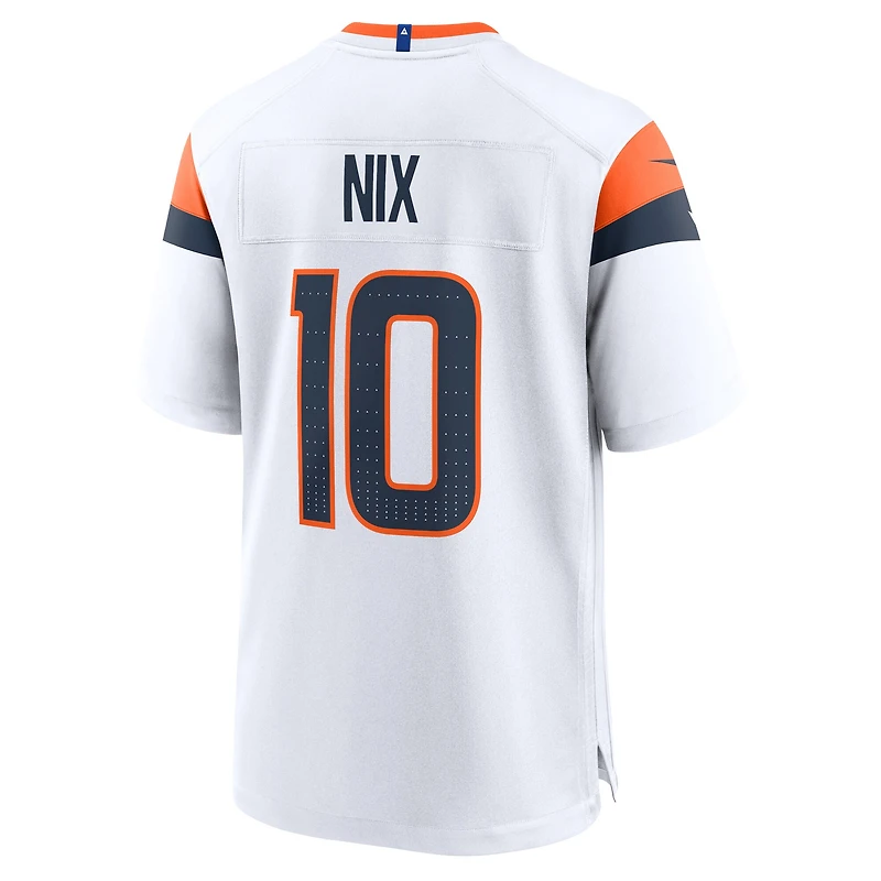 Maillot de match Nike Bo Nix blanc Denver Broncos pour jeune