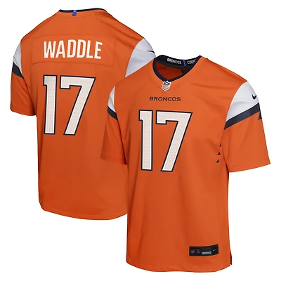 Maillot de match Nike Jaylen Waddle orange des Broncos Denver pour jeunes