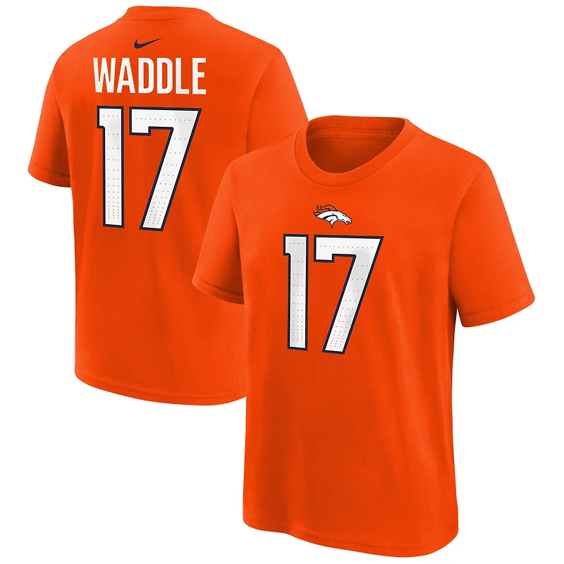 T-shirt Nike Jaylen Waddle orange Denver Broncos pour enfant, nom et numéro