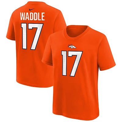 T-shirt Nike Jaylen Waddle orange Denver Broncos pour enfant, nom et numéro