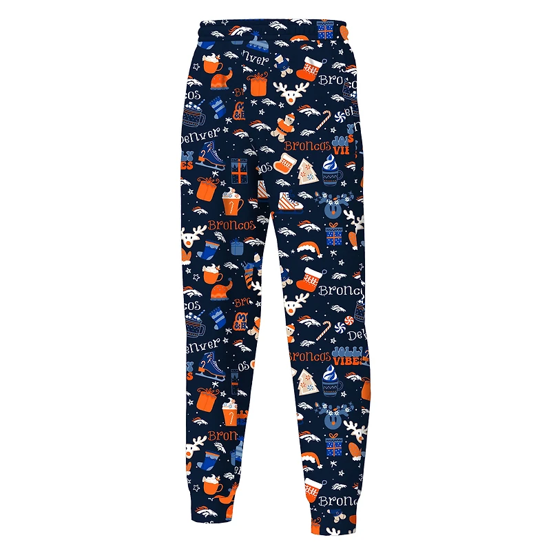 Youth Outerstuff Navy Denver Broncos Chestnut Holiday Sleep Set