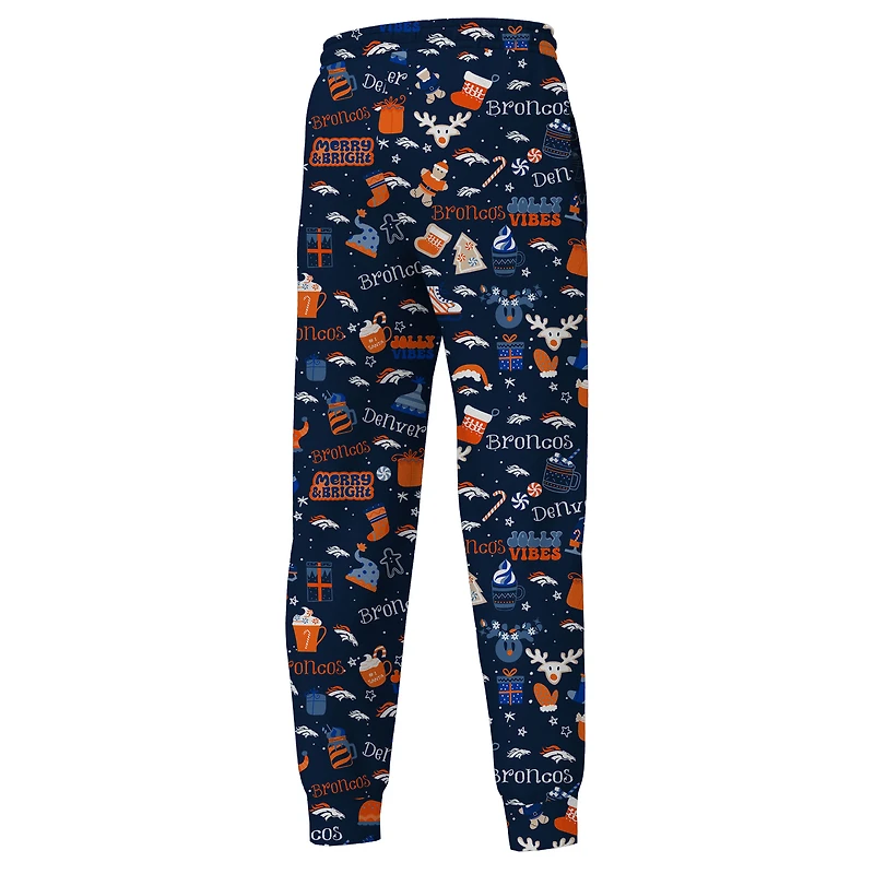 Youth Outerstuff Navy Denver Broncos Chestnut Holiday Sleep Set