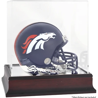 Denver Broncos Mahogany Mini Helmet Super Bowl 50 Champions Logo Display Case