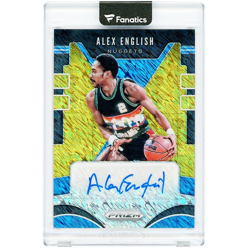 Carte autographiée d'Alex English (Denver Nuggets) 2019-20 Panini Prizm Gold Shimmer Prizm #SG-AEG #10/10
