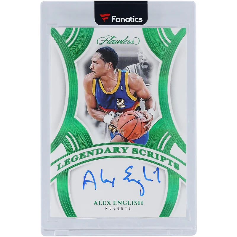 Alex English Denver Nuggets Autographed 2024-25 Panini Flawless Emerald Legendary Scripts #LSC-AEN #4/5 Card