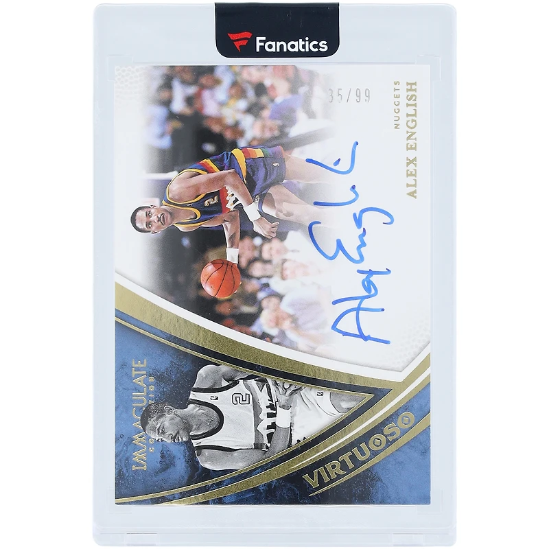Carte autographiée d'Alex English (Denver Nuggets) 2024-25 Panini Immaculate Collection Virtuoso #VA-AXE #35/99