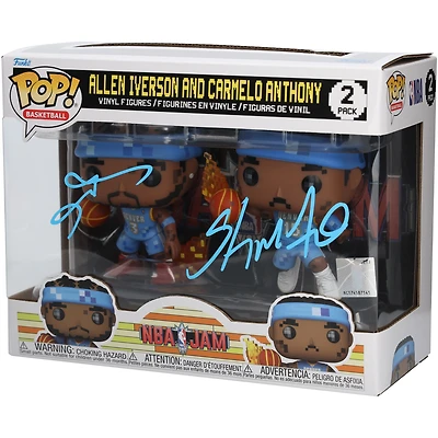 Allen Iverson & Carmelo Anthony Denver Nuggets Autographed NBA Jam 2-Pack Funk POP! Figurines