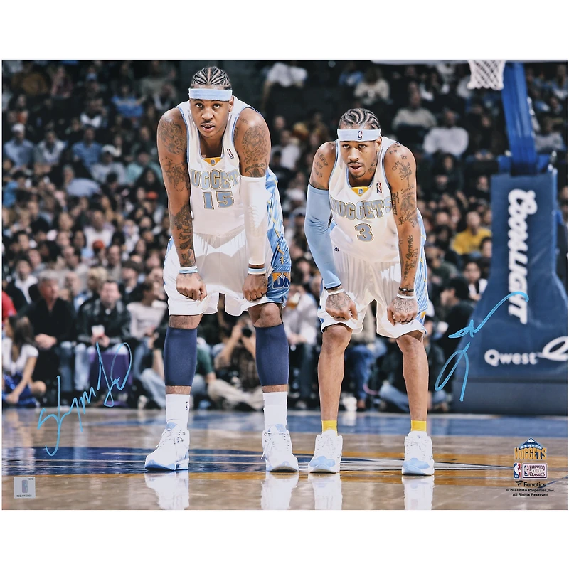 Carmelo Anthony & Allen Iverson Denver Nuggets Autographed 16" x 20" On Court Photograph  