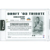 Carte de recrue Carmelo Anthony Denver Nuggets 2003-04 Topps Contemporary Collection Draft Tribute Game Worn Jersey Relic #DT-CA #1/1