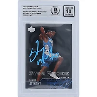 Carte Rookie 10 autographiée par Carmelo Anthony Denver Nuggets 2003-04 Upper Deck Star Blue Paint #303 Beckett Fanatics Witnessed Authenticated