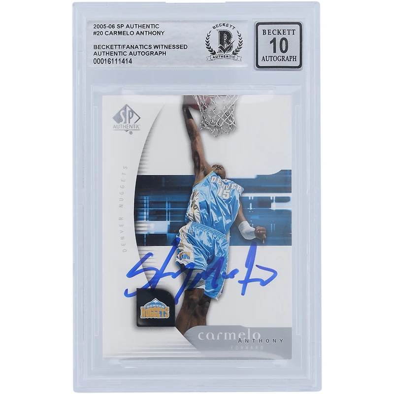 Carmelo Anthony Denver Nuggets Autographié 2005-06 Upper Deck SP Authentique #20 Beckett Fanatics Witnessed Authentifié 10 Carte