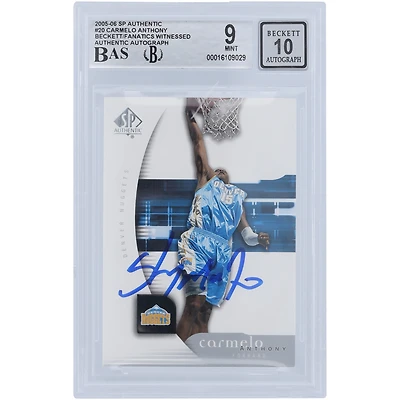 Carte autographiée 9/10 de Carmelo Anthony Denver Nuggets 2005-06 Upper Deck SP Authentic #20 Beckett Fanatics Witnessed Authenticated