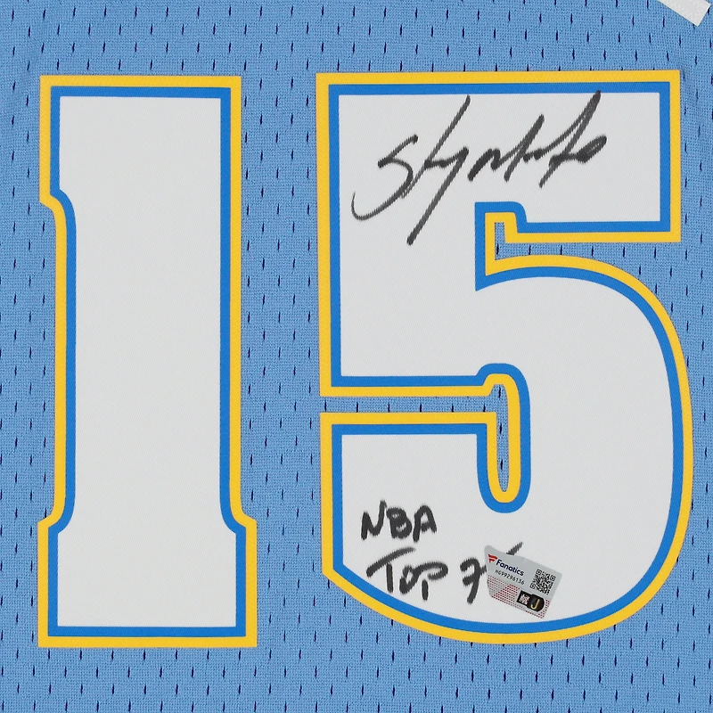Maillot Swingman bleu clair autographié par Carmelo Anthony des Denver Nuggets Mitchell & Ness 2003-2004 avec inscription « NBA Top 75 »