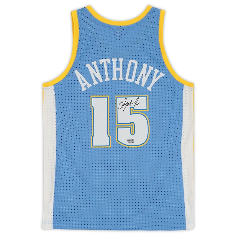 Carmelo Anthony Denver Nuggets Autographed Light Blue Mitchell & Ness 2003-2004 Swingman Jersey