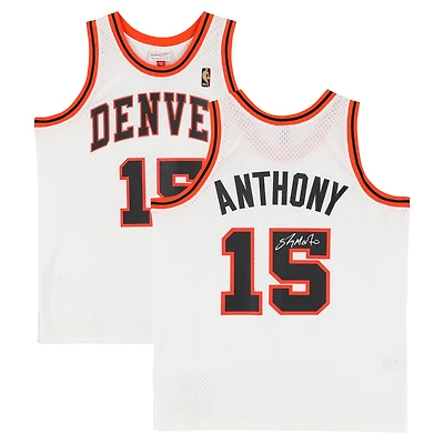 Maillot Swingman blanc Mitchell & Ness 2006-07 autographié par Carmelo Anthony des Denver Nuggets