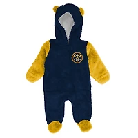 Grenouillère polaire à capuche et fermeture éclair intégrale pour nourrissons nouveau-nés Outerstuff Navy Denver Nuggets Stay Napping
