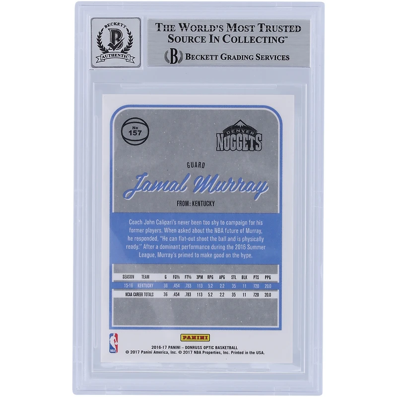 Jamal Murray Denver Nuggets Autographed 2016-17 Panini Donruss Optic Rated Rookie Yellow Ink #157 Beckett Fanatics Witnessed Authenticated / Rookie Card