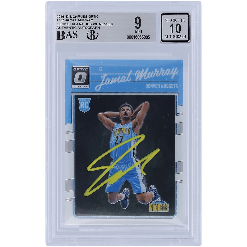 Jamal Murray Denver Nuggets Autographié 2016-17 Panini Donruss Optic Classé Rookie Yellow Ink #157 Beckett Fanatics Witnessed Authenticated 9/10 Rookie Card