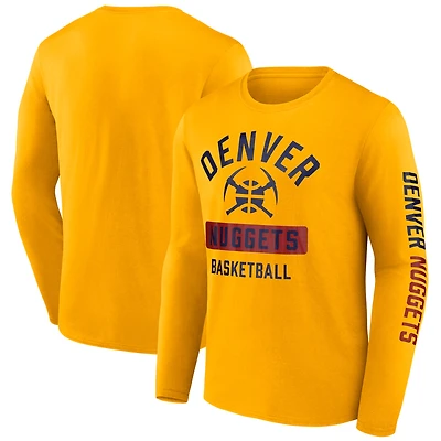T-shirt à manches longues Fanatics Gold Denver Nuggets pour hommes