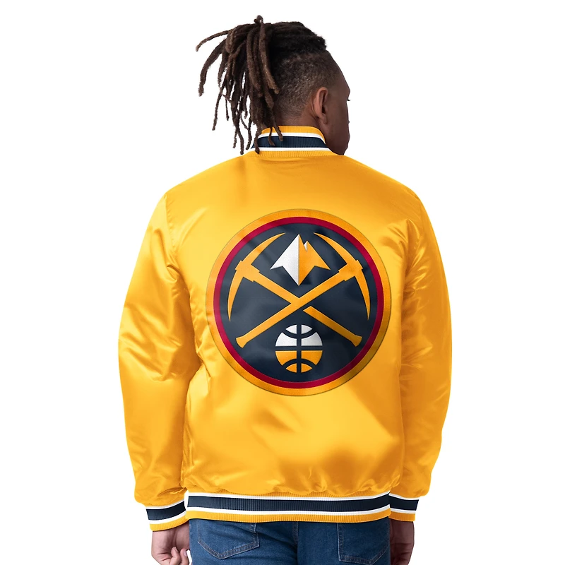 Men's Starter Yellow Denver Nuggets Reversible Satin Full-Snap Varsity Jacket