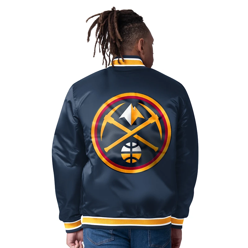Men's Starter Yellow Denver Nuggets Reversible Satin Full-Snap Varsity Jacket