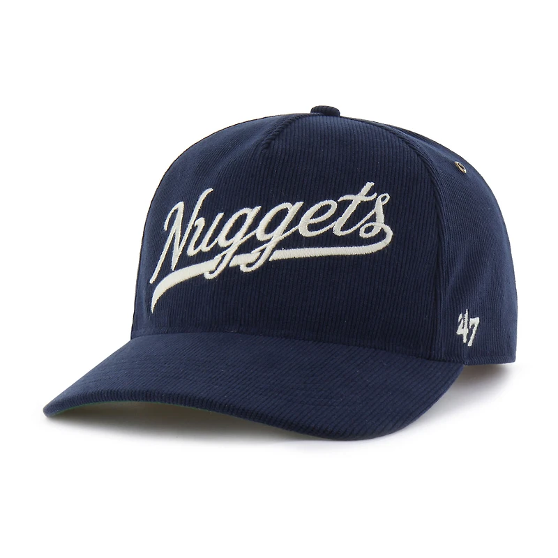 Casquette ajustable en velours côtelé Golden Age des Denver Nuggets pour homme, modèle 1947, bleu marine