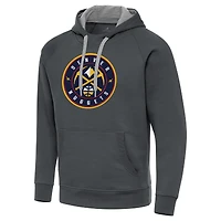 Men's Antigua Charcoal Denver Nuggets Big & Tall Victory Raglan Pullover Hoodie
