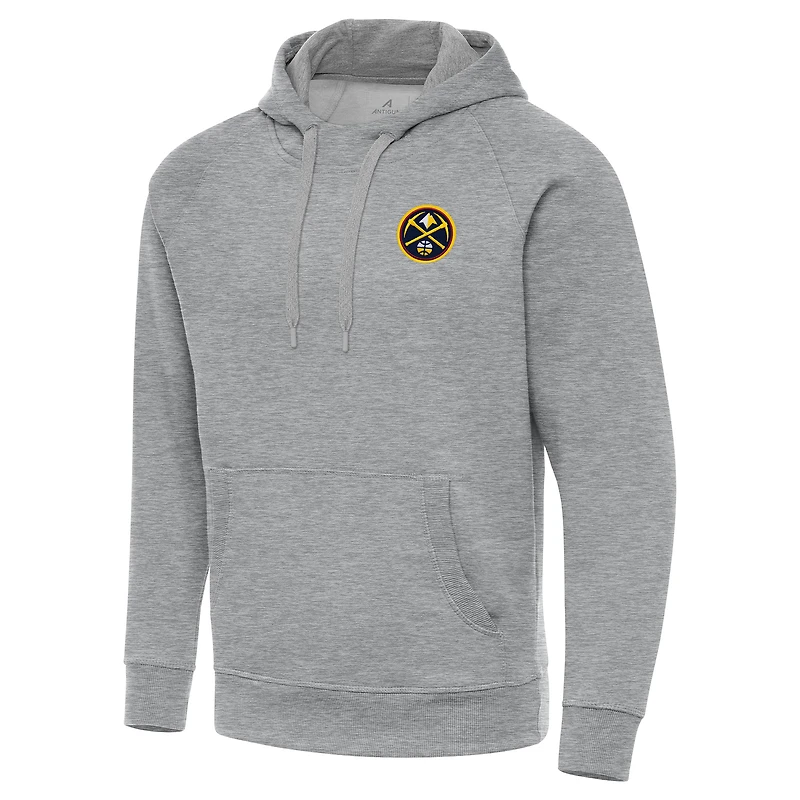 Men's Antigua Heather Gray Denver Nuggets Big & Tall Victory Raglan Pullover Hoodie